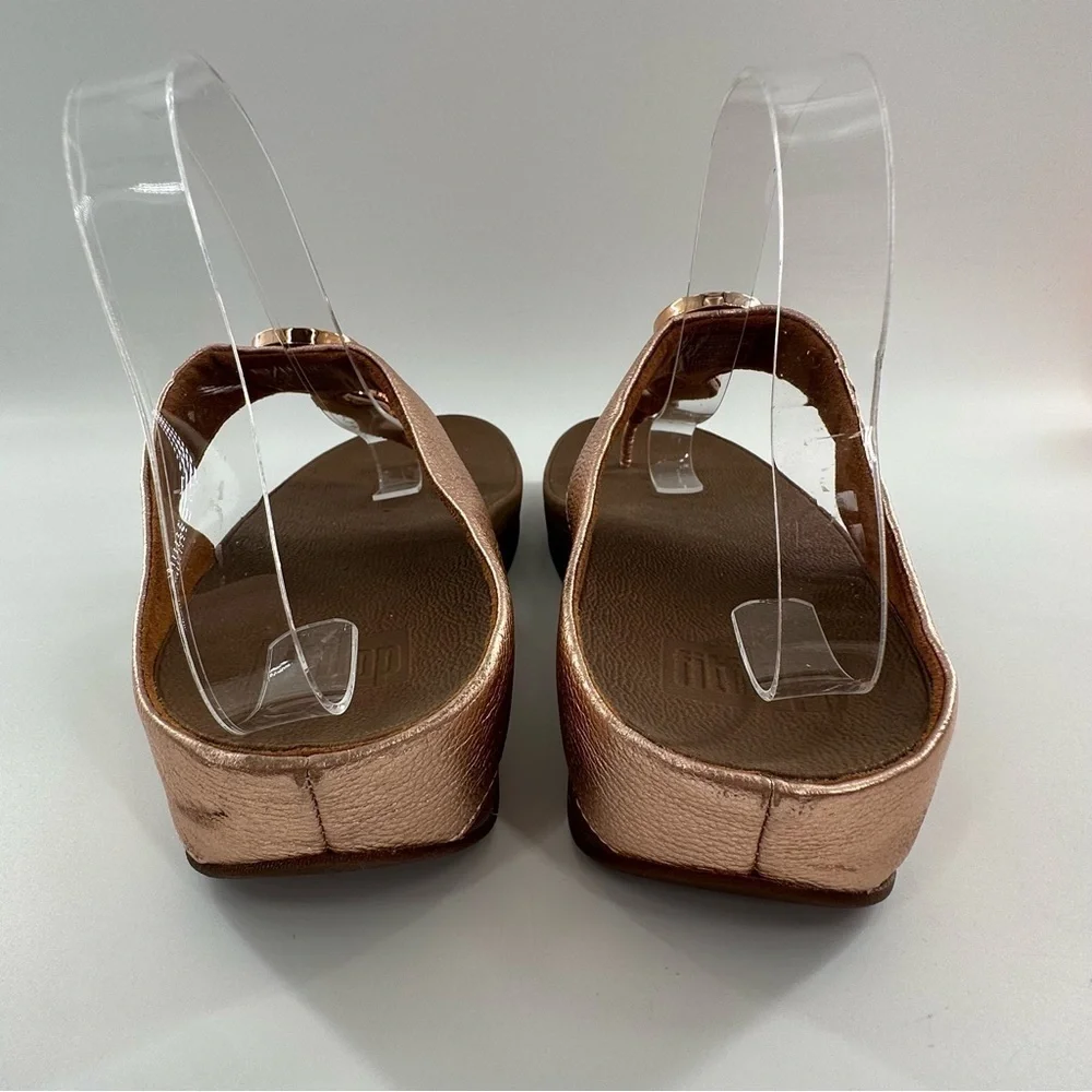 Fitflop sandal style I42-323 10 42 rose gold leather thong flip flop orthopedic